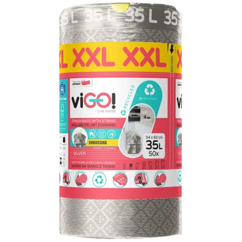 Worki na śmieci VIGO XXL 35 L (50 sztuk) Srebrny