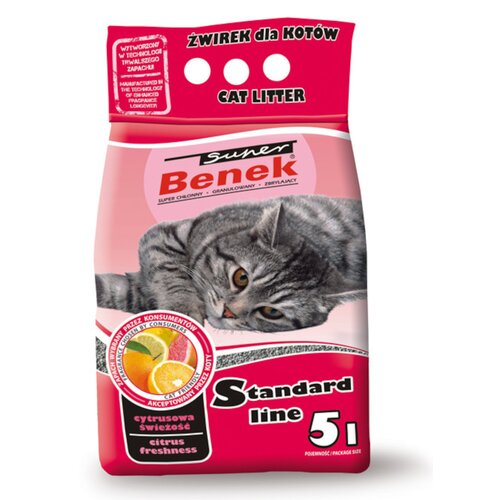Żwirek dla kota SUPER BENEK Cytrusowa świeżość 5 L