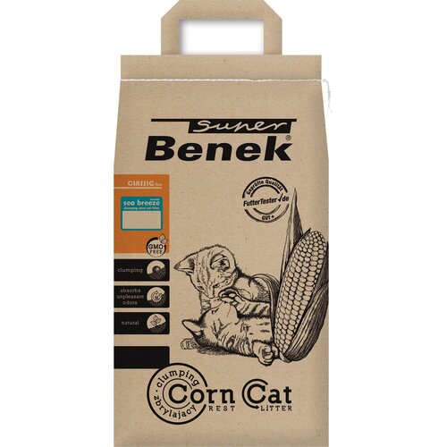 Żwirek dla kota SUPER BENEK Corn Cat Classic Bryza Morska 14 L