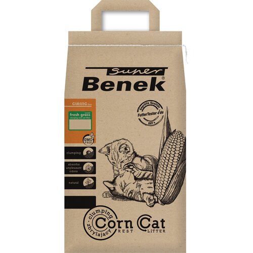 Żwirek dla kota SUPER BENEK Corn Cat Classic Świeża Trawa 14 L