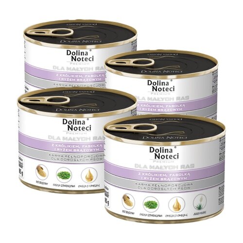 Karma dla psa DOLINA NOTECI Premium Królik z fasolką i ryżem brązowym 4 x 185 g