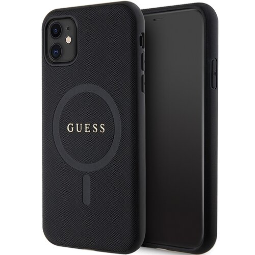 Etui GUESS Saffiano MagSafe do Apple iPhone 11/Xr Czarny