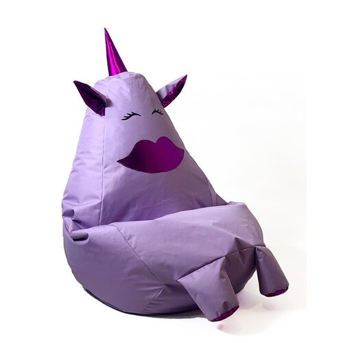 Pufa worek GO GIFT Jednorożec z ustami Fioletowy XXL 140 x 100 cm