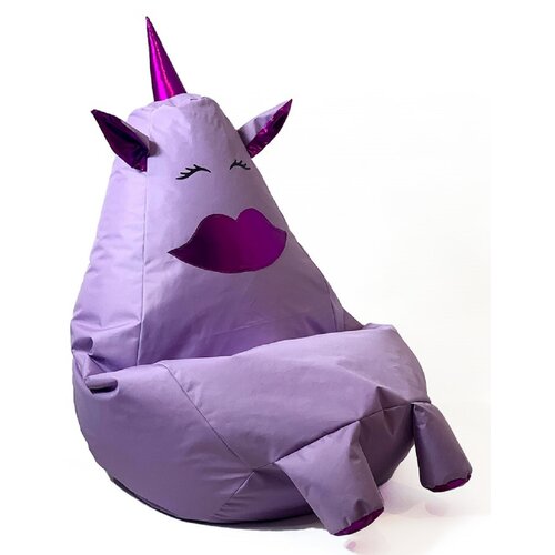 Pufa worek GO GIFT Jednorożec z ustami Fioletowy L 105 x 80 cm