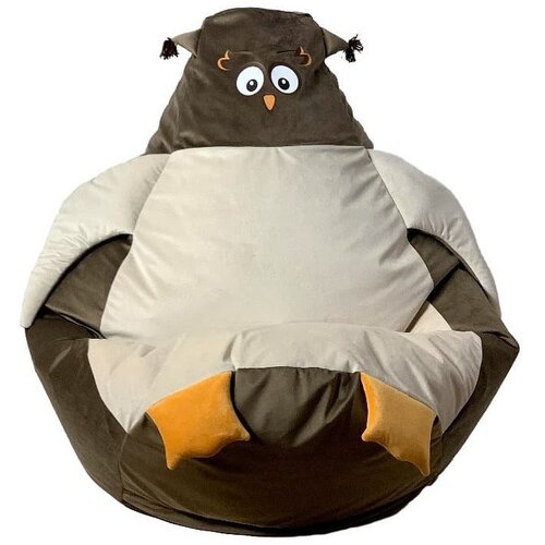 Pufa worek GO GIFT Sowa Brązowo-beżowy 105 x 80 cm