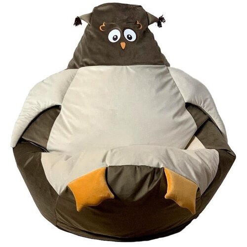 Pufa worek GO GIFT Sowa Brązowo-beżowy 130 x 90 cm