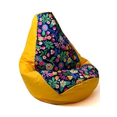 Pufa worek GO GIFT Grusza Druk Kwiat Żółty XXL 140 x 100 cm