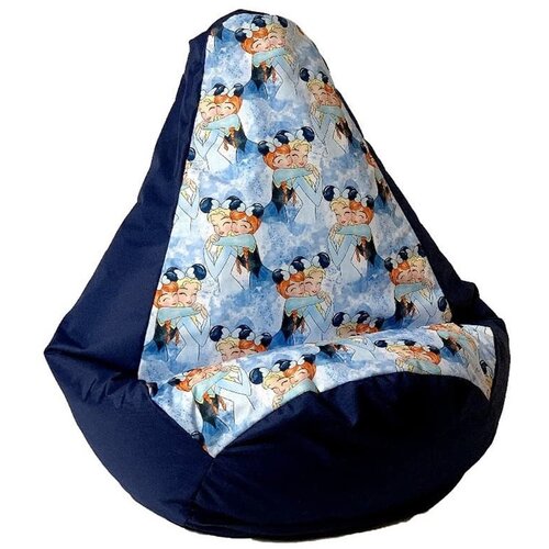 Pufa worek GO GIFT Grusza XL Granatowy-Kraina Lodu 90 x 130 cm