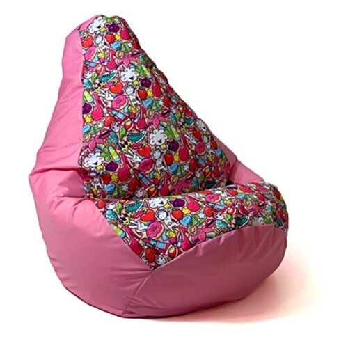 Pufa worek GO GIFT Grusza Druk Bajkowy Różowy XL 130 x 90 cm