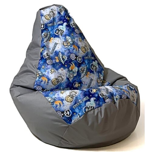 Pufa worek GO GIFT Grusza Druk Statek Kosmiczny Szaro-niebieski XXL 140 x 100