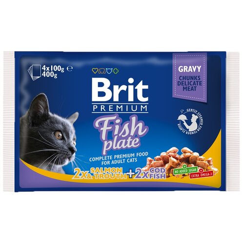 Karma dla kota BRIT Premium Łosoś z pstrągiem w sosie (4 x 100 g)