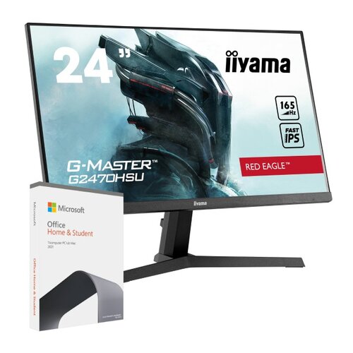 Monitor IIYAMA G-Master G2470HSU 23.8" 1920x1080px IPS 165Hz 0.8 ms + Program MICROSOFT Office Home & Student 2021