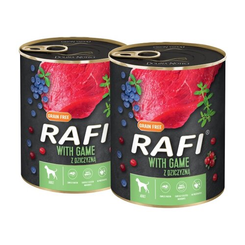 Karma dla psa RAFI z dziczyzną, borówką i żurawiną 2 x 800 g