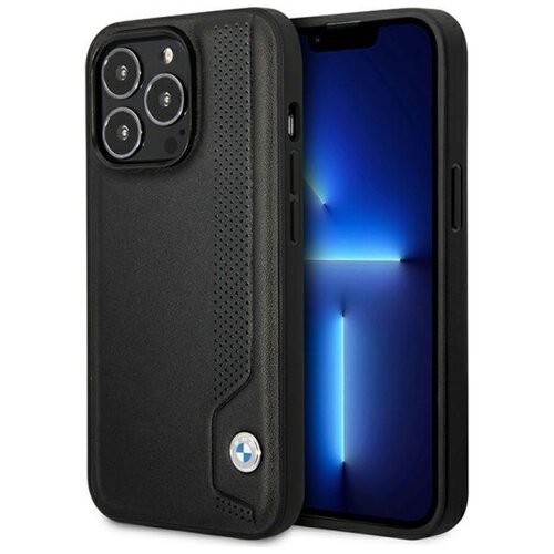 Etui BMW Leather Blue Dots do Apple iPhone 14 Pro Czarny