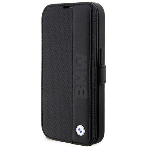 Etui BMW Leather Textured&Stripe do Apple iPhone 14 Pro Max Czarny