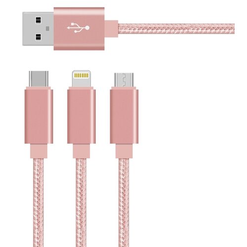 Kabel USB - Lightning/USB-C/Micro USB SETTY KNA-MLC-1.2215 1 m Różowo-złoty