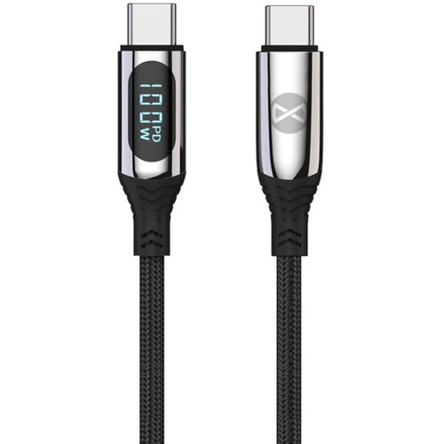Kabel USB-C - USB-C FOREVER GSM171012 z wyświetlaczem LCD 100W 1 m Czarny