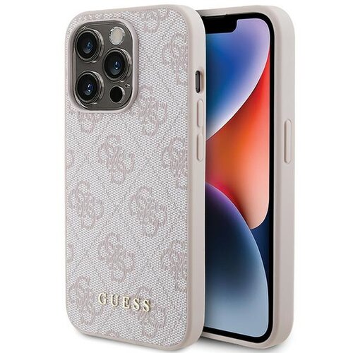 Etui GUESS 4G Metal Gold Logo do Apple iPhone 15 Pro Różowy
