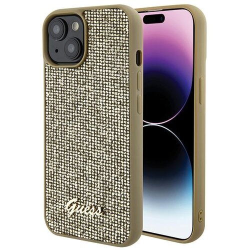 Etui GUESS Disco Metal Script do Apple iPhone 15 Złoty