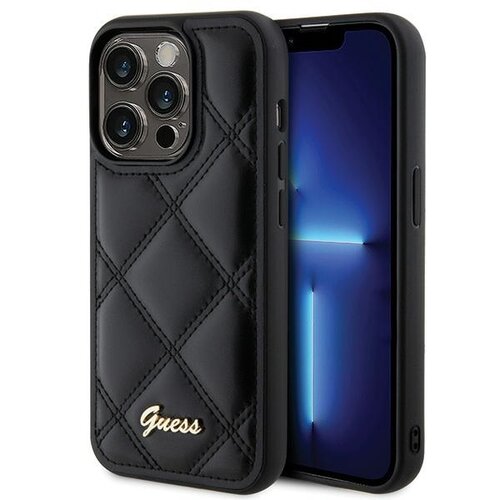 Etui GUESS Quilted Metal Logo do Apple iPhone 15 Pro Czarny