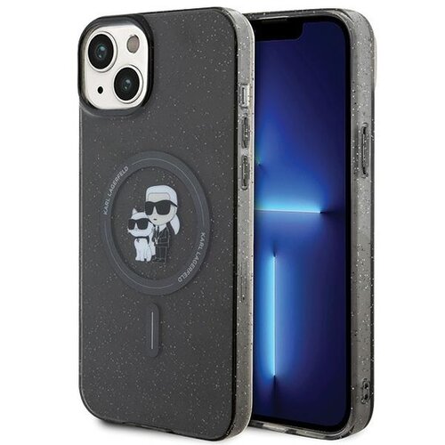 Etui KARL LAGERFELD Glitter MagSafe do Apple iPhone 15 Plus Czarny