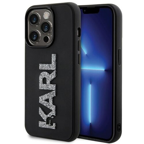 Etui KARL LAGERFELD 3D Rubber Glitter Logo do Apple iPhone 15 Pro Czarny