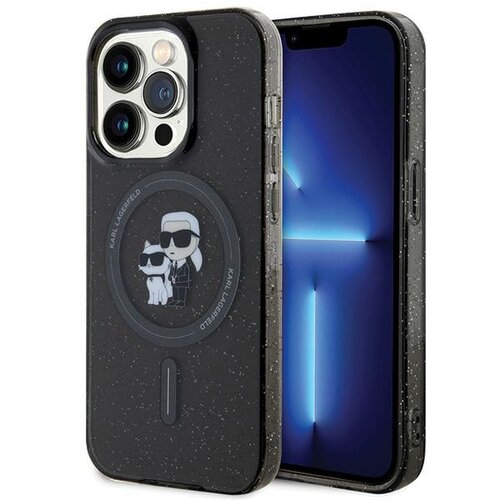 Etui KARL LAGERFELD Karl&Choupette Glitter MagSafe do Apple iPhone 15 Pro Czarny