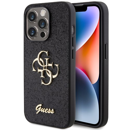 Etui GUESS Glitter Script Big 4G do Apple iPhone 15 Pro Czarny
