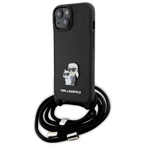 Etui KARL LAGERFELD Crossbody Saffiano Metal Pin do Apple iPhone 14 Plus/15 Plus Czarny