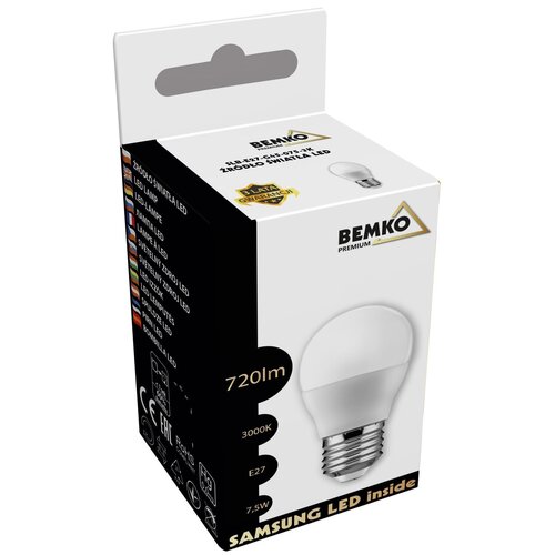 Żarówka LED BEMKO Samsung Inside D84-SLB-E27-G45-075-3K 7.5W E27