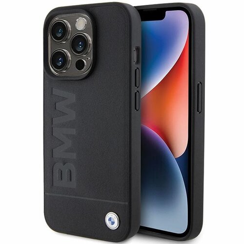 Etui BMW Leather Hot Stamp do Apple iPhone 15 Pro Czarny