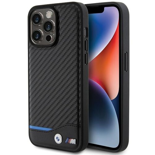 Etui BMW Leather Carbon do Apple iPhone 15 Pro Max Czarny