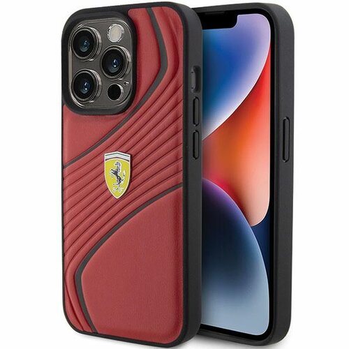 Etui FERRARI Twist Metal Logo do Apple iPhone 15 Pro Czerwony