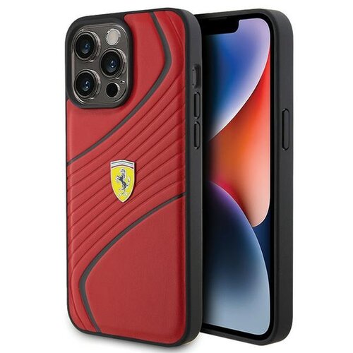 Etui FERRARI Twist Metal Logo do Apple iPhone 15 Pro Max Czerwony