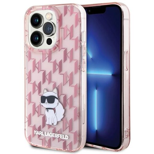 Etui KARL LAGERFELD Monogram Choupette do Apple iPhone 15 Pro Różowy