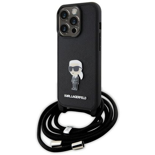 Etui KARL LAGERFELD Crossbody Saffiano Monogram do Apple iPhone 15 Pro Czarny
