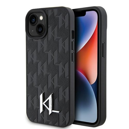 Etui KARL LAGERFELD Stamp Metal Logo do Apple iPhone 15 Czarny