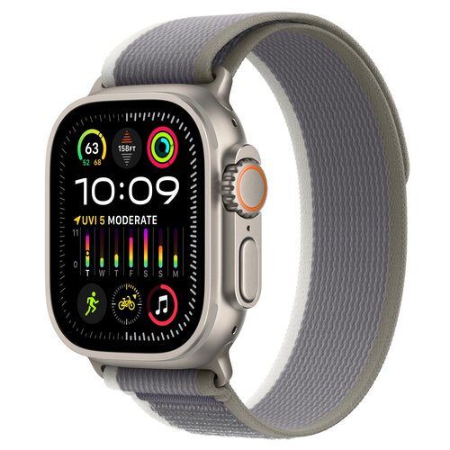 APPLE Watch Ultra 2 GPS + Cellular 49mm koperta tytanowa + opaska Trail rozmiar M/L (zielony/szary)