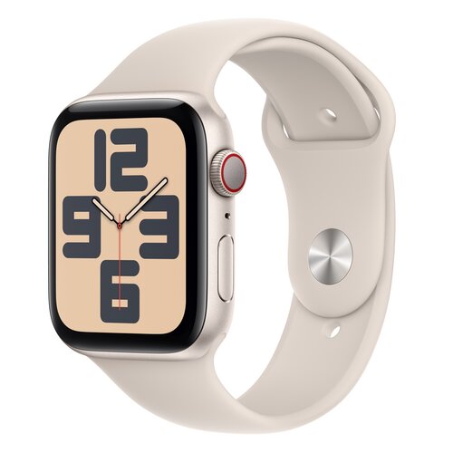 APPLE Watch SE 2gen GPS + Cellular 44mm koperta z aluminium (księżycowa poświata) + pasek sportowy rozmiar S/M (księżycowa poświata)