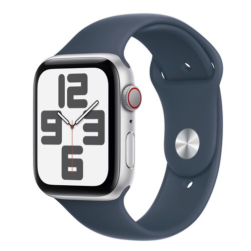 Apple Watch SE 2gen GPS + Cellular 44mm koperta z aluminium (srebrny) + pasek sportowy rozmiar M/L (zimowy błękit)