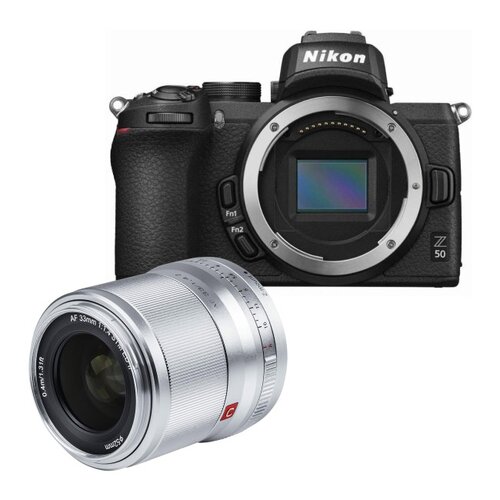 Aparat NIKON Z50 Czarny + Obiektyw VILTROX AF 33mm f/1.4 Nikon Z Srebrny