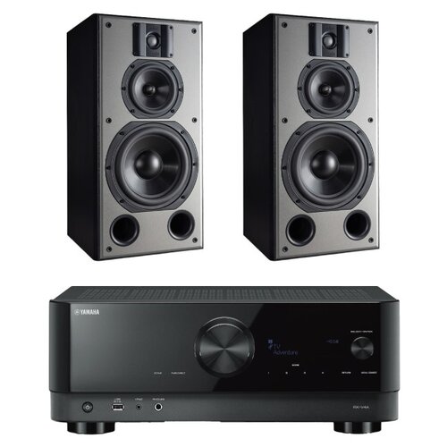 Amplituner Kina Domowego Yamaha MusicCast RX-V4A Czarny + Kolumny głośnikowe INDIANA LINE DJ 308 Czarny (2 szt.)