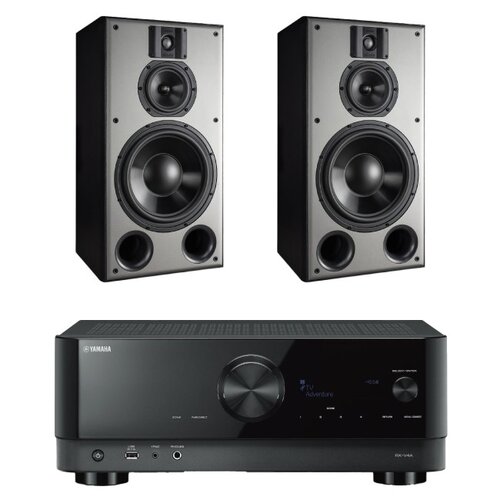 Amplituner Kina Domowego Yamaha MusicCast RX-V4A Czarny + Kolumny głośnikowe INDIANA LINE DJ 310 Czarny (2 szt.)