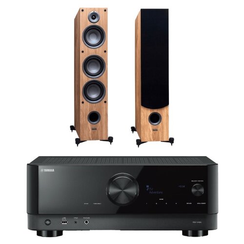 Amplituner Kina Domowego Yamaha MusicCast RX-V4A Czarny + Kolumny głośnikowe TAGA HARMONY TAV-607F Dąb (2 szt.)