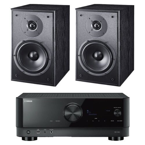 Amplituner Kina Domowego Yamaha MusicCast RX-V4A Czarny + Kolumny głośnikowe MAGNAT Monitor S30 Czarny (2 szt.)
