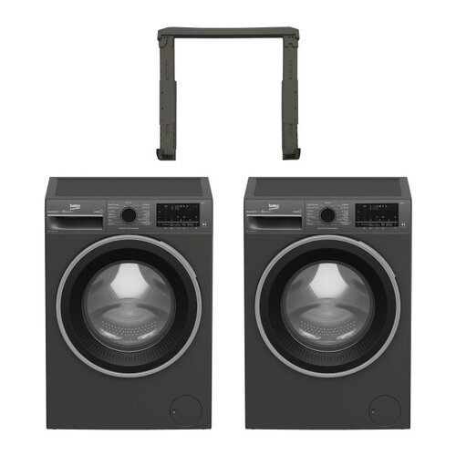 Pralka BEKO B3WFU57215MPB B300 7kg 1200 obr Manhattan Gray + Suszarka BEKO B5T67249MPB Manhattan Gray + Łącznik BEKO Slim Psks Manhattan Gray