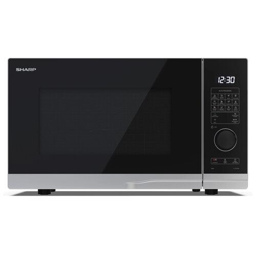 Kuchenka mikrofalowa SHARP YC-PG284AE-S 900W średnica 32.5 cm pojemność 28L Weight Defrost EasyClean ChildLock Srebrno-czarny