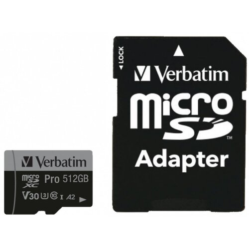 Karta pamięci VERBATIM Pro microSDXC 512GB + Adapter