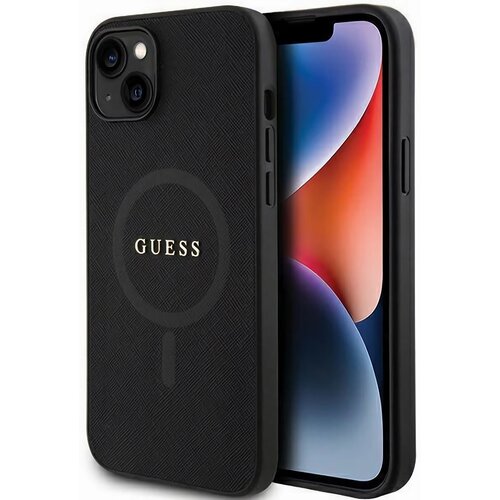 Etui GUESS Saffiano MagSafe do Apple iPhone 15 Plus Czarny