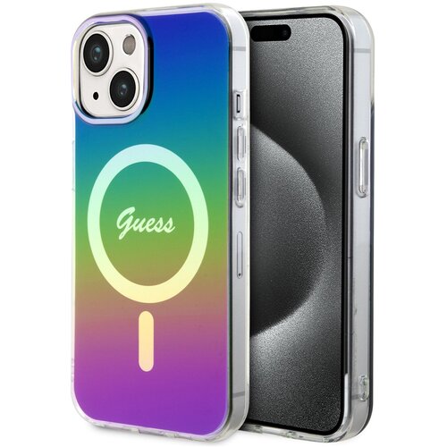 Etui GUESS Hardcase IML Iridescent MagSafe do Apple iPhone 15 Wielokolorowy